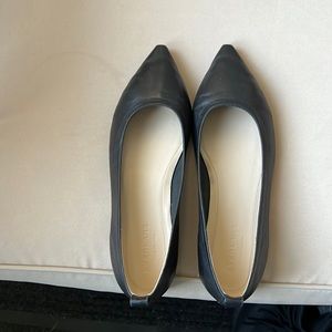 Everlane Black Pointed Leather Flats